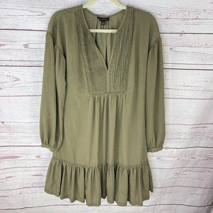 Banana Republic Women's Green Balloon Long Sleeve V-Neck Lined Dress Size Medium